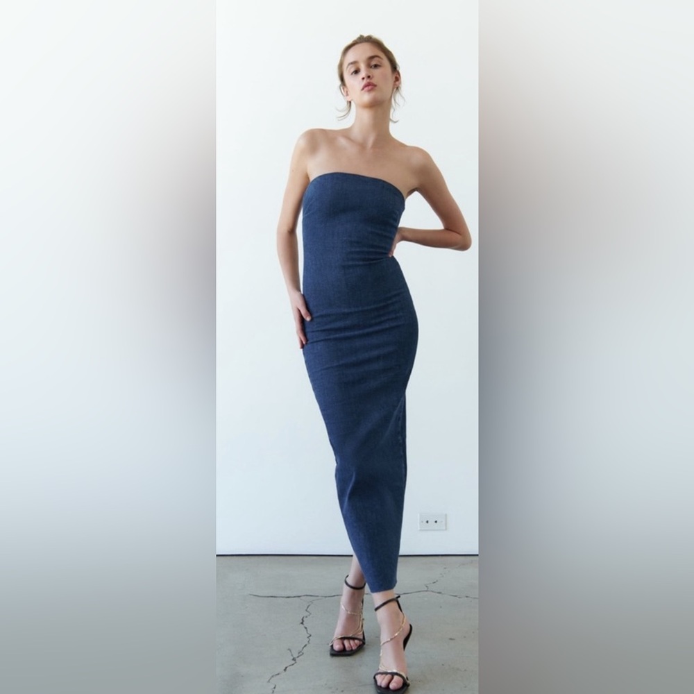 NWT Zara denim tube midi dress size XXL.